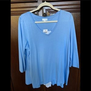 JJill clear blue with white eyelet panel in back.